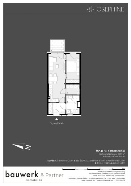 Atemberaubende 2-Zimmer-Wohnung mit grozgigem Balkon | JOSEPHINE | Nhe U1 | ausgezeichnete Lage /  / 1020 Wien / Bild 8