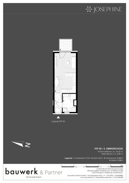 JOSEPHINE: Stylische 1-Zimmer-Wohnung mit Balkon und moderner Ausstattung | beim Grnen Prater /  / 1020 Wien / Bild 8