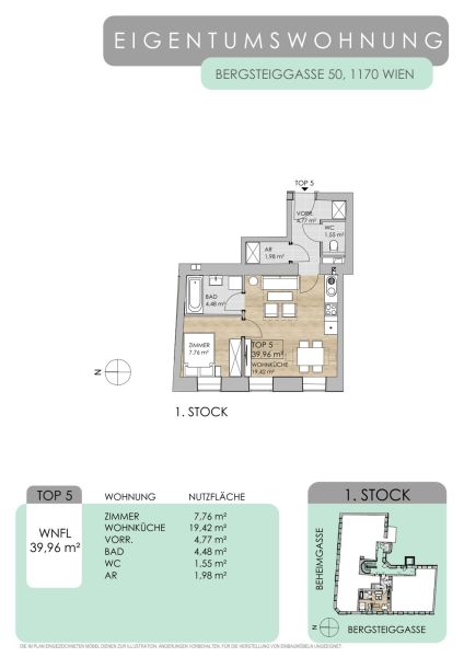 2-Zimmer-Wohnung in modernisiertem Altbau ? mit offener Wohnküche | unbefristete Vermietung / / 1170 Wien, Hernals / Wien 17., Hern / Bild 1
