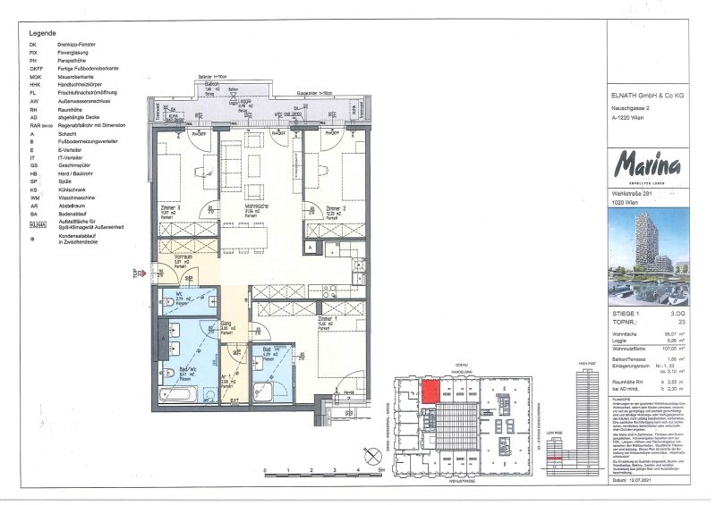 LUXUS MIT DONAUBLICK: Exklusive 4-Zimmer-Wohnung im  Marina Tower mit perfektem Schnitt /  / 1020 Wien / Bild 1