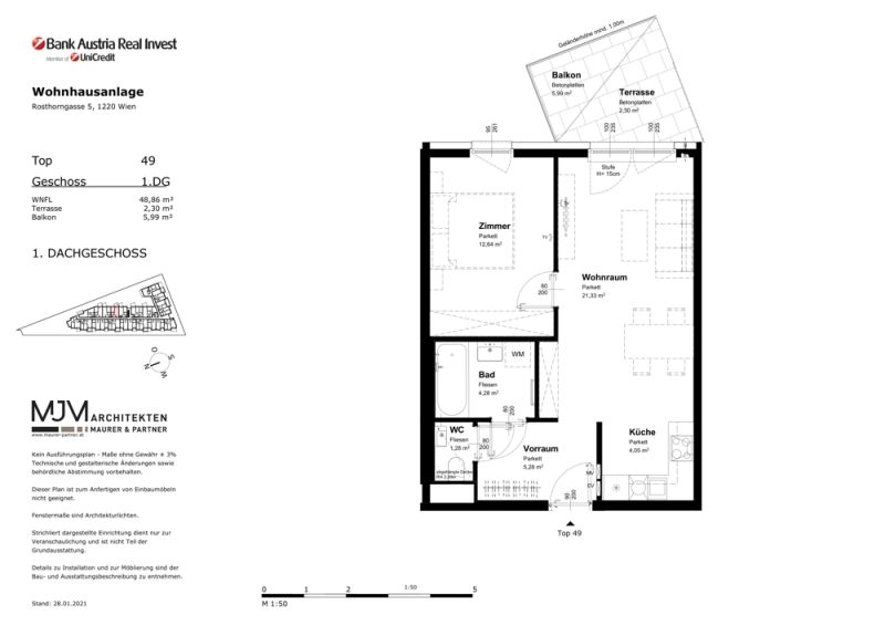 Leben im Gr�nen | 2-Zimmer-Wohnung im 1. Dachgeschoss | Blick in den Innenhof /  / 1220&nbsp;Wien / Bild 8