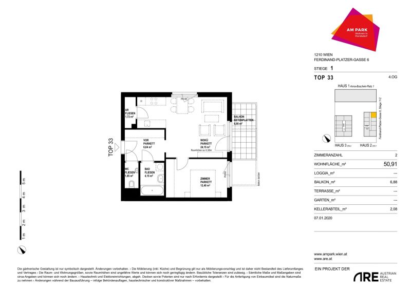 AM PARK - PROVISIONSFREIE 2-Zimmer-Wohnung mit BALKON /  / 1210 Wien / Bild 8