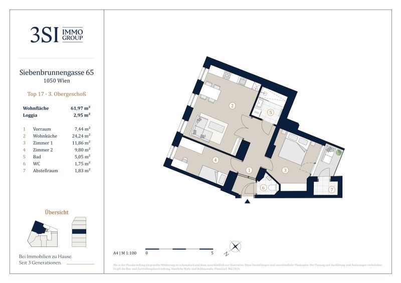 VIEVIENNE - Lichtdurchflutete Altbauwohnung mit 3 Zimmer und Loggia /  / 1050 Wien / Bild 9