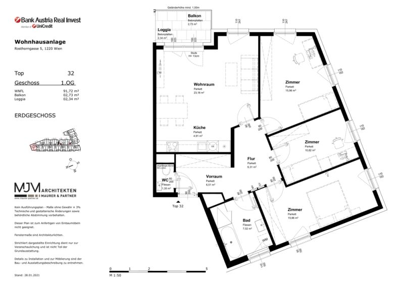 Ausrichtung Nord-Osten ? 4-Zimmer-Wohnung ? hochwertige Ausstattung ? gekhlt /  / 1220 Wien / Bild 4