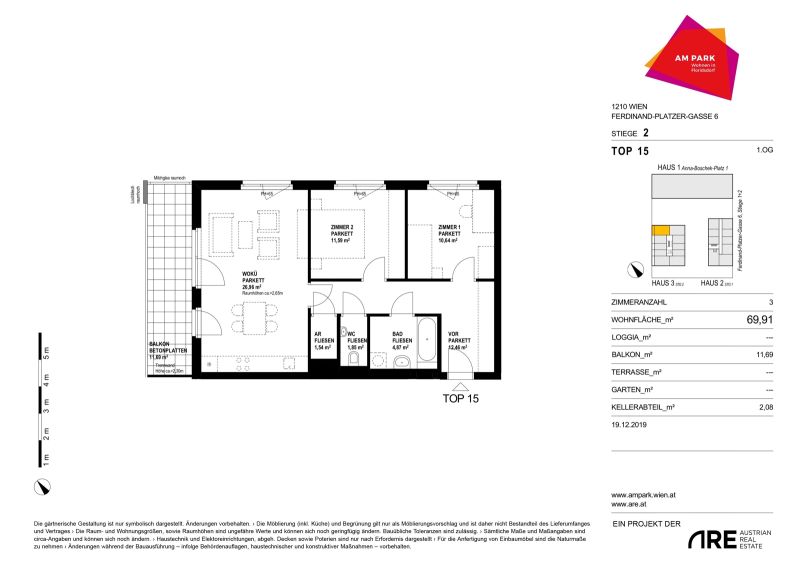 SONNIGE TRAUMHAFTE NEUABUWOHNUNG AM PARK - PROVISIONSFREI MIT BALKON INMITTEN AUTOFREIER ZONE /  / 1210&nbsp;Wien / Bild 1
