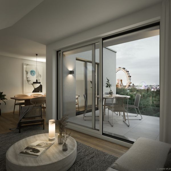 Wohlfühl-2-Zimmer-Wohnung mit großem Sonnenbalkon | Blick auf den Wiener Prater und das Riesenrad