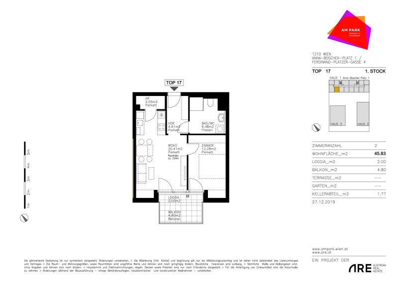 HELLE LICHTDURCHFLUTETE NEUBAUWOHNUNG AM PARK - PROVISIONSFREI - MIT BALKON / / 1210 Wien / Bild 1