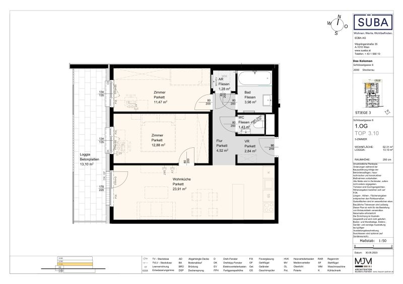 Wohngenuss pur: Stilvolle 3-Zimmer-Wohnung mit Loggia Einbauküche | Stockerau / / 2000 Stockerau / Bild 8