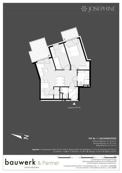 Juwel im 2.Bezirk: Traumhafte 3-Zimmer-Maisonette Wohnung im 1 DG mit atemberaubendem Ausblick /  / 1020 Wien / Bild 8