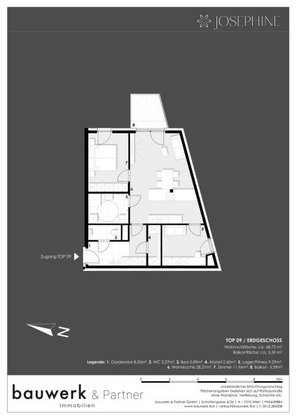 JOSEPHINE - Traumwohnung in Ruhelage direkt am Grnen Prater | 3-Zimmer-Wohnung mit Balkon /  / 1020 Wien / Bild 4