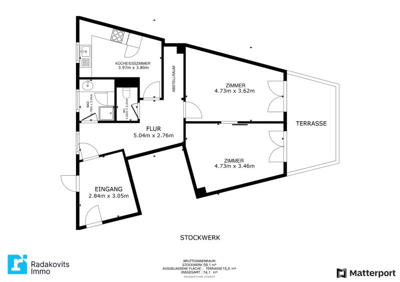 Einladende 2,5-Zimmer-Wohnung mit großzügiger Terrasse - Zentrumslage in Bad Tatzmannsdorf / / 7431 Bad Tatzmannsdorf / Bild 7