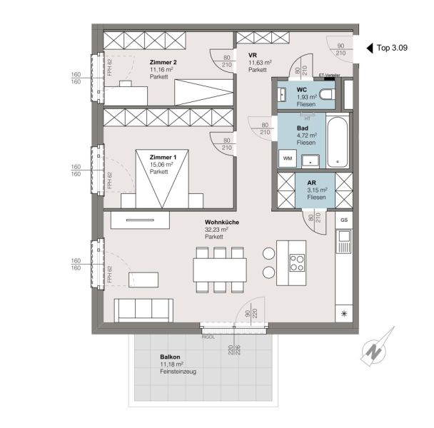 Top 3.09 | trees: Neubauwohnungen in der Sintstra�e ? Moderner Wohnkomfort f�r alle Lebensphasen /  / 4020&nbsp;Linz / Bild 4
