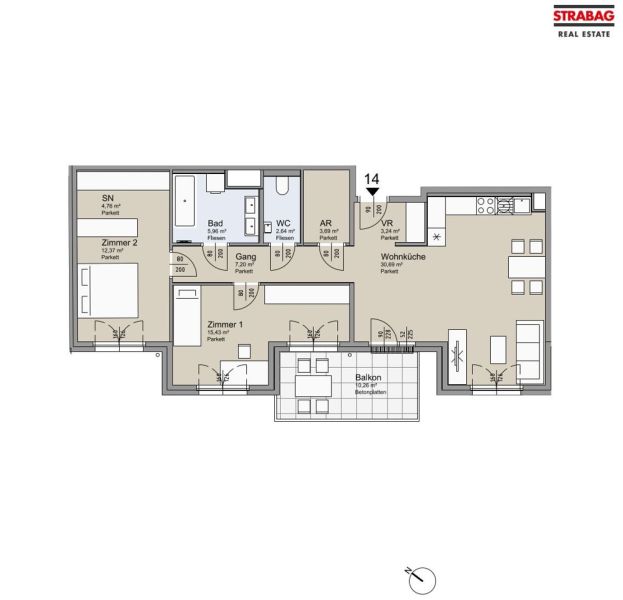 SOLEY - 3-Zimmer Wohnung mit Balkon ? Ihr neues Zuhause! - Top 14 /  / 1200 Wien / Bild 1