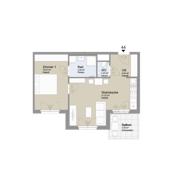 SOLEY - Charmante 2-Zimmer Wohnung mit Balkon - Top 44 /  / 1200 Wien / Bild 1
