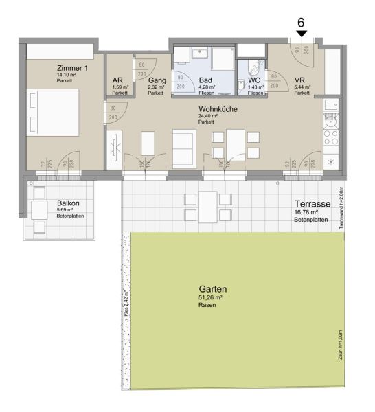 SOLEY - Charmante 2-Zimmer-Gartenwohnung im 1. Obergeschoss - Top 6 /  / 1200 Wien / Bild 1