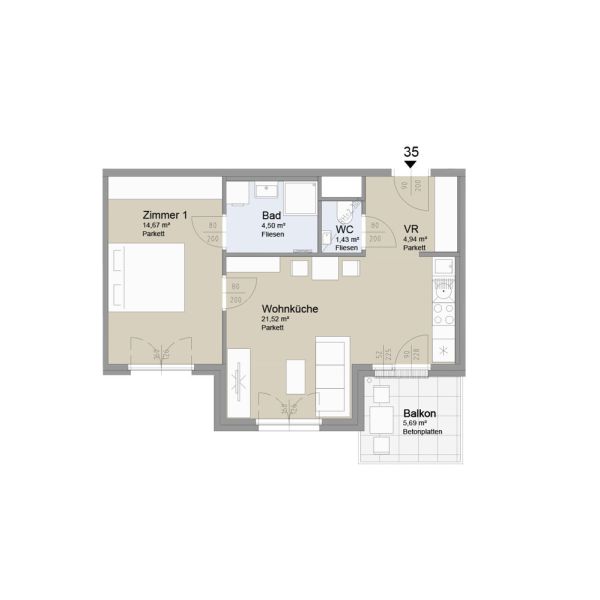 SOLEY - Charmante 2-Zimmer Wohnung mit Balkon - Top 35 /  / 1200 Wien / Bild 1