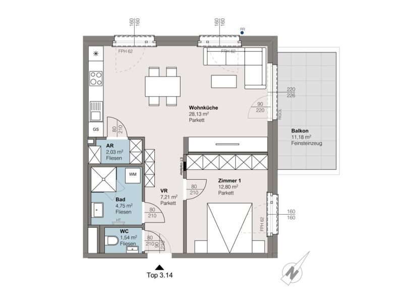 Top 3.14 | trees: Neubauwohnungen in der Sintstra�e ? Moderner Wohnkomfort f�r alle Lebensphasen /  / 4020&nbsp;Linz / Bild 3