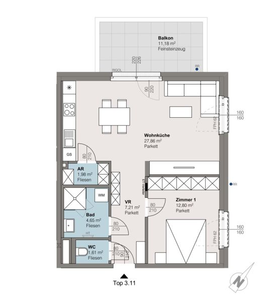 Top 3.11 | trees: Neubauwohnungen in der Sintstraße ? Moderner Wohnkomfort für alle Lebensphasen / / 4020 Linz / Bild 3