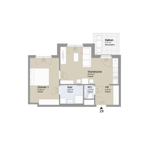 SOLEY - Charmante 2-Zimmer Wohnung mit Balkon - Top 29 /  / 1200 Wien / Bild 1