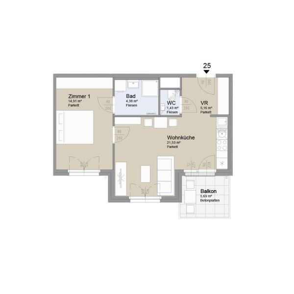 SOLEY - Charmante 2-Zimmer Wohnung mit Balkon - Top 25 /  / 1200 Wien / Bild 1