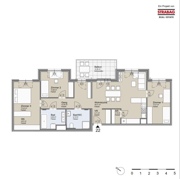 SOLEY - Grozgige 4-Zimmer Wohnung mit Balkon - Top 22 /  / 1200 Wien / Bild 1