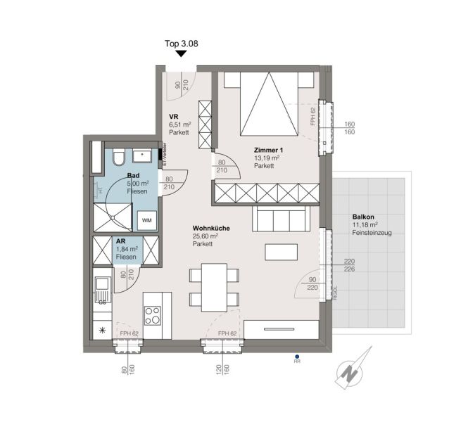 Top 3.08 | trees: Neubauwohnungen in der Sintstraße ? Moderner Wohnkomfort für alle Lebensphasen / / 4020 Linz / Bild 3