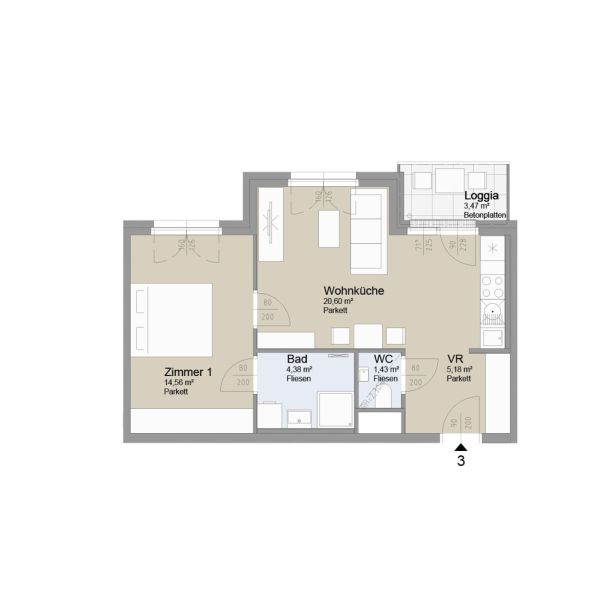 SOLEY - Charmante 2-Zimmer Wohnung mit Loggia - Top 3 /  / 1200 Wien / Bild 1