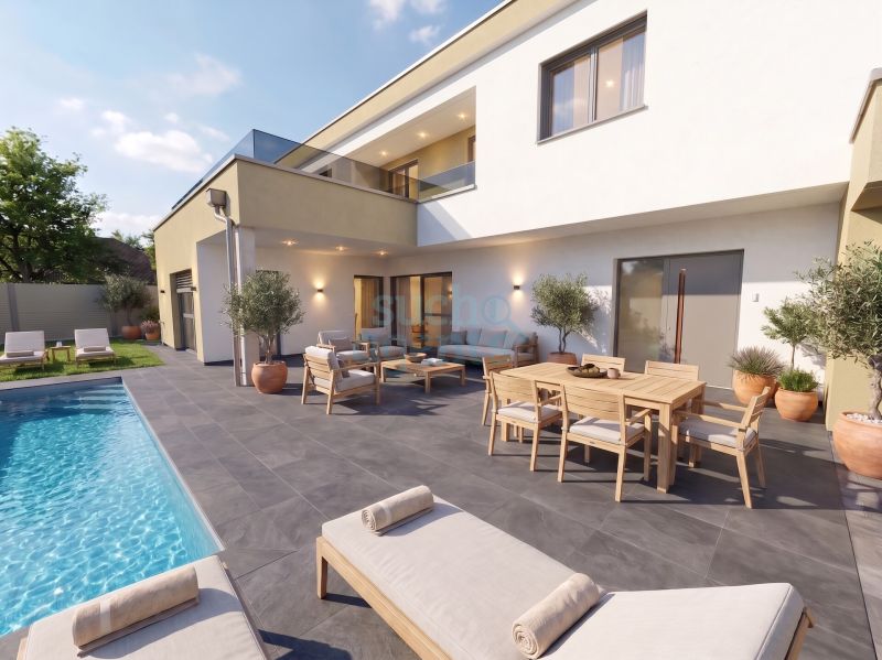 Neuer Preis! Massivbau-Villa (BJ 2026) mit 50er-Ziegel, Pool, Designküche, PV-Anlage, Garage & mehr